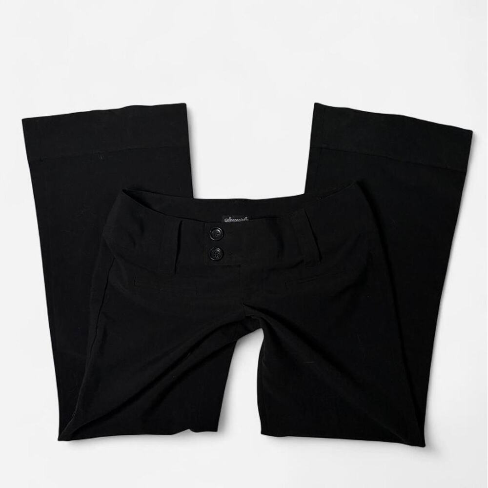 Spacegirlz black flare pants with button detail in size 9.